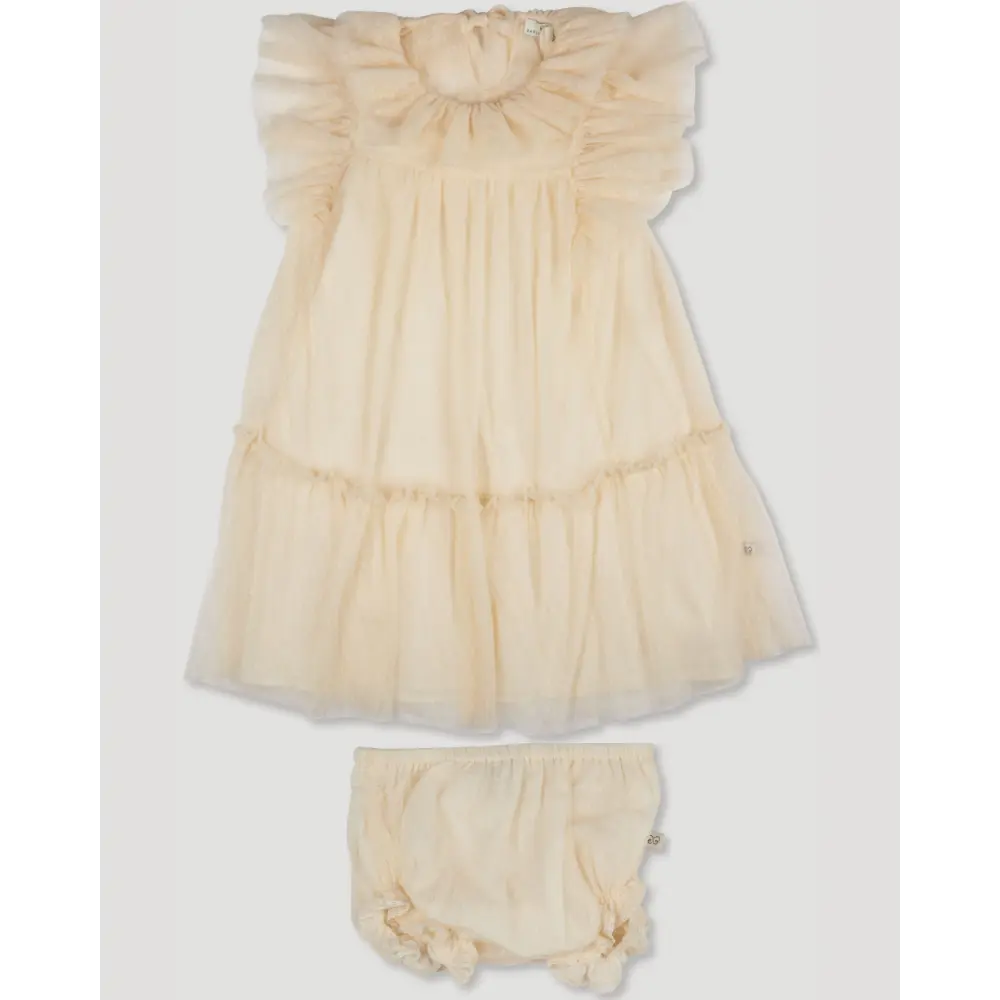 Early Sunday Angel Baby Dress &amp; Bloomer - Hazelnut Cream