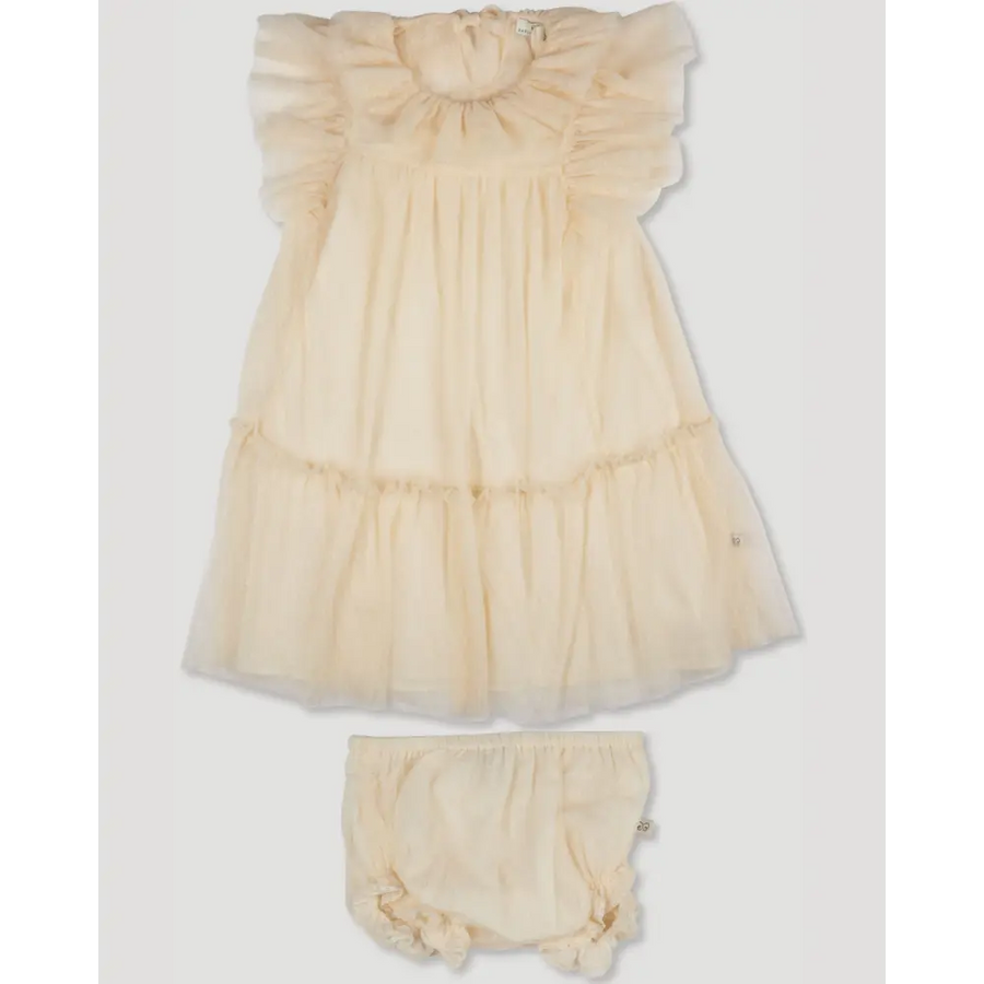 Early Sunday Angel Baby Dress & Bloomer - Hazelnut Cream