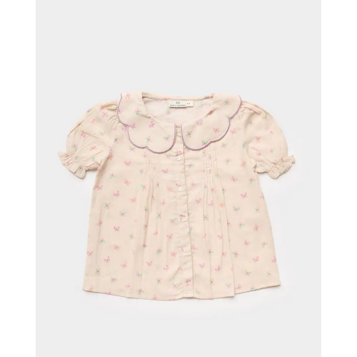 Early Sunday Camelia Blouse - Butterflies Print