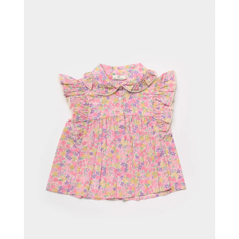 Early Sunday Charlie Blouse - Emma Floral Purple Print
