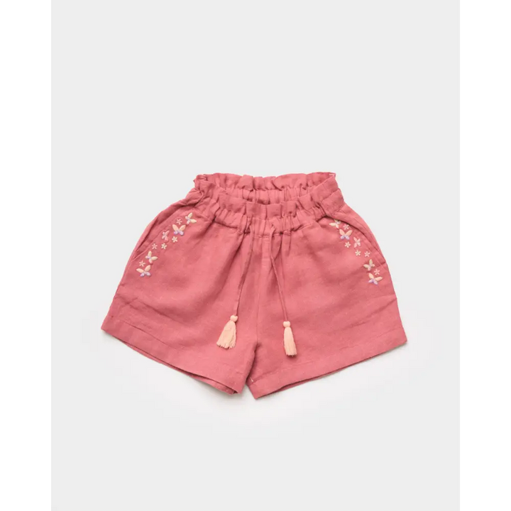 Early Sunday Roman Cotton Linen Dyed Fabric Short - Peony