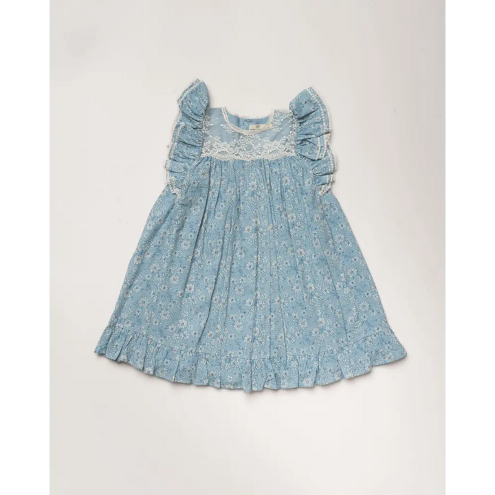 Early Sunday Sita Dress - Tonal Floral Blue Print