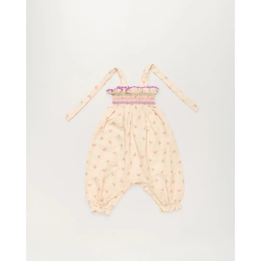 Early Sunday Audrey Overall Baby Romper - Butterfly Print
