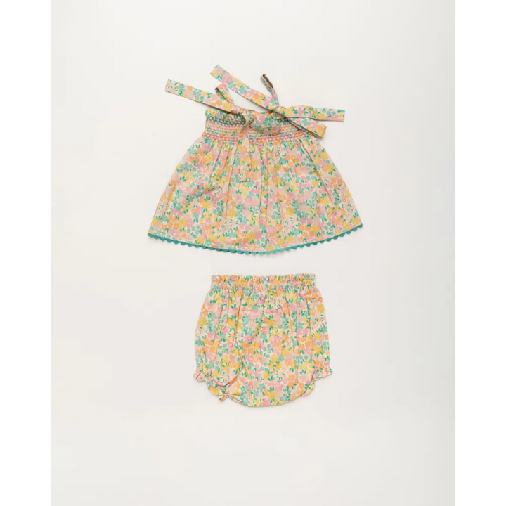 Early Sunday Didi Baby Smock Top &amp; Bloomer Set - Emma Floral Mint
