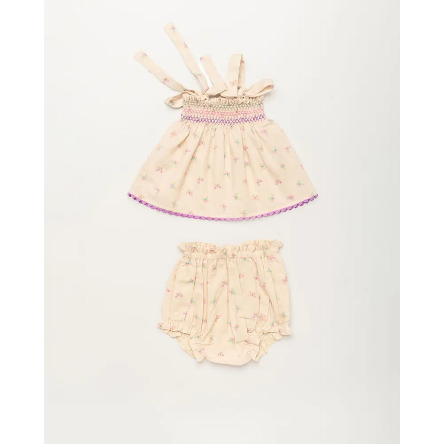 Early Sunday Didi Baby Smock Top & Bloomer Set - Butterfly Print