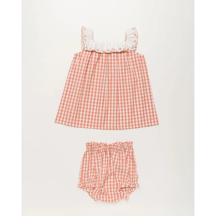 Early Sunday Diana Baby Dress with Bloomer Set - Peony