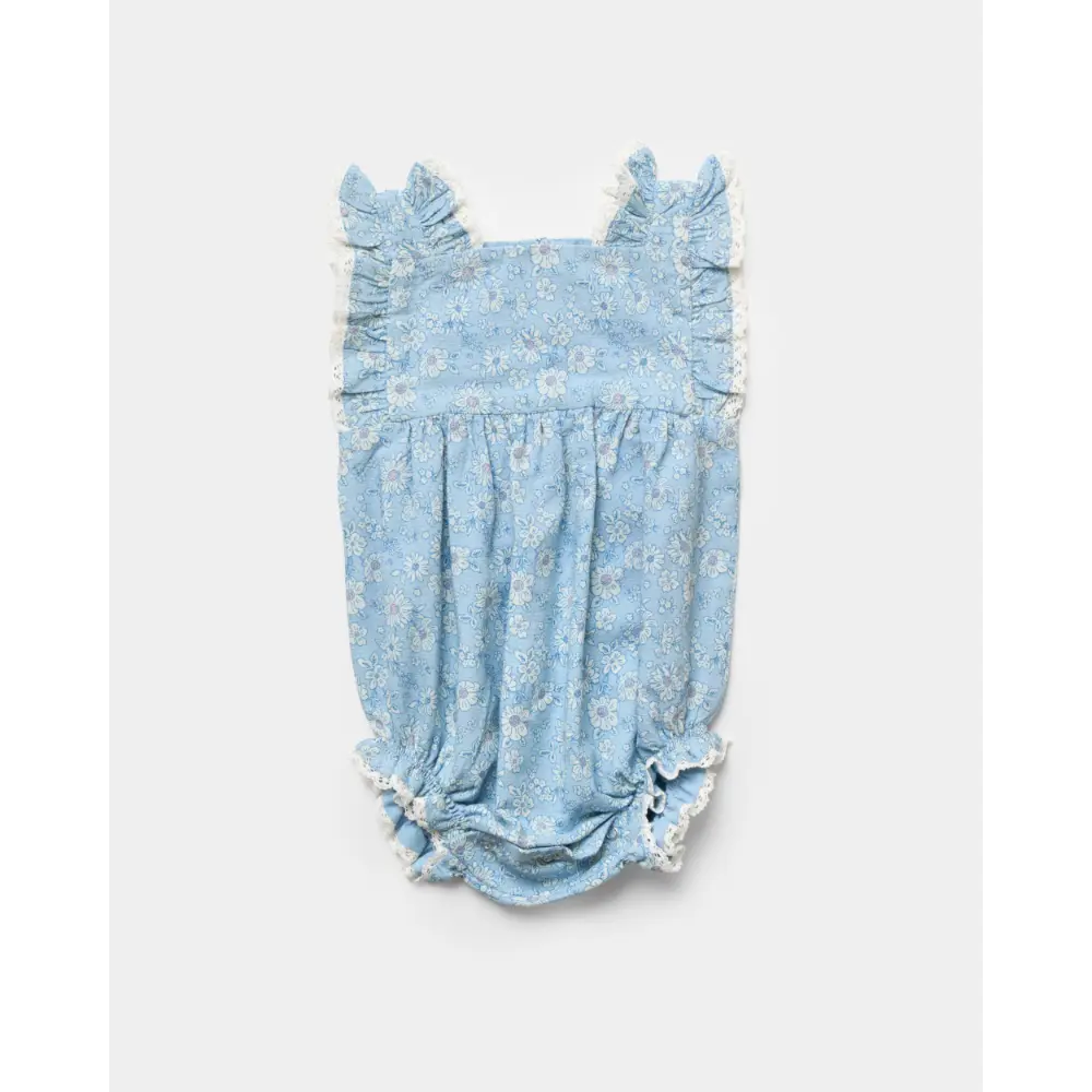 Early Sunday Eva Baby Romper - Tonal Floral Blue Print
