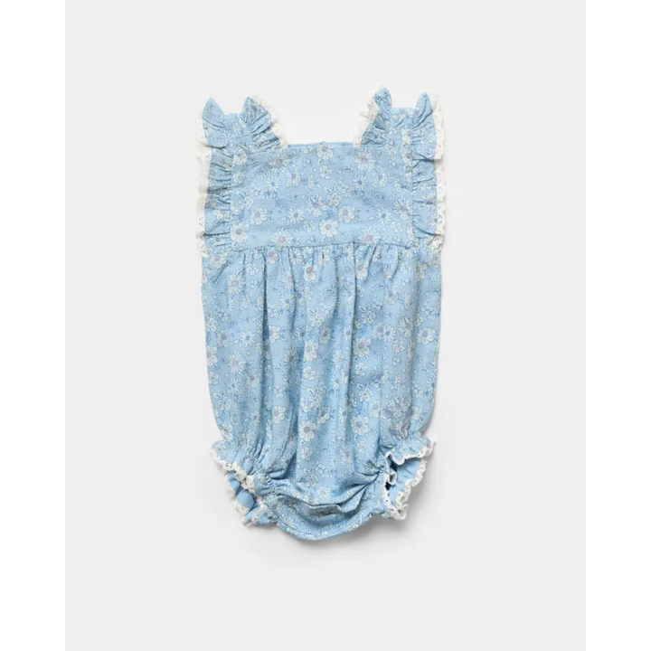 Early Sunday Eva Baby Romper - Tonal Floral Blue Print