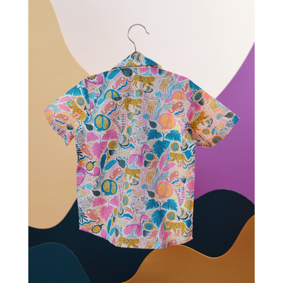 Miko Lolo Boys Jungle Bungle Printed Hawaiian Collar Shirt - Multicolour