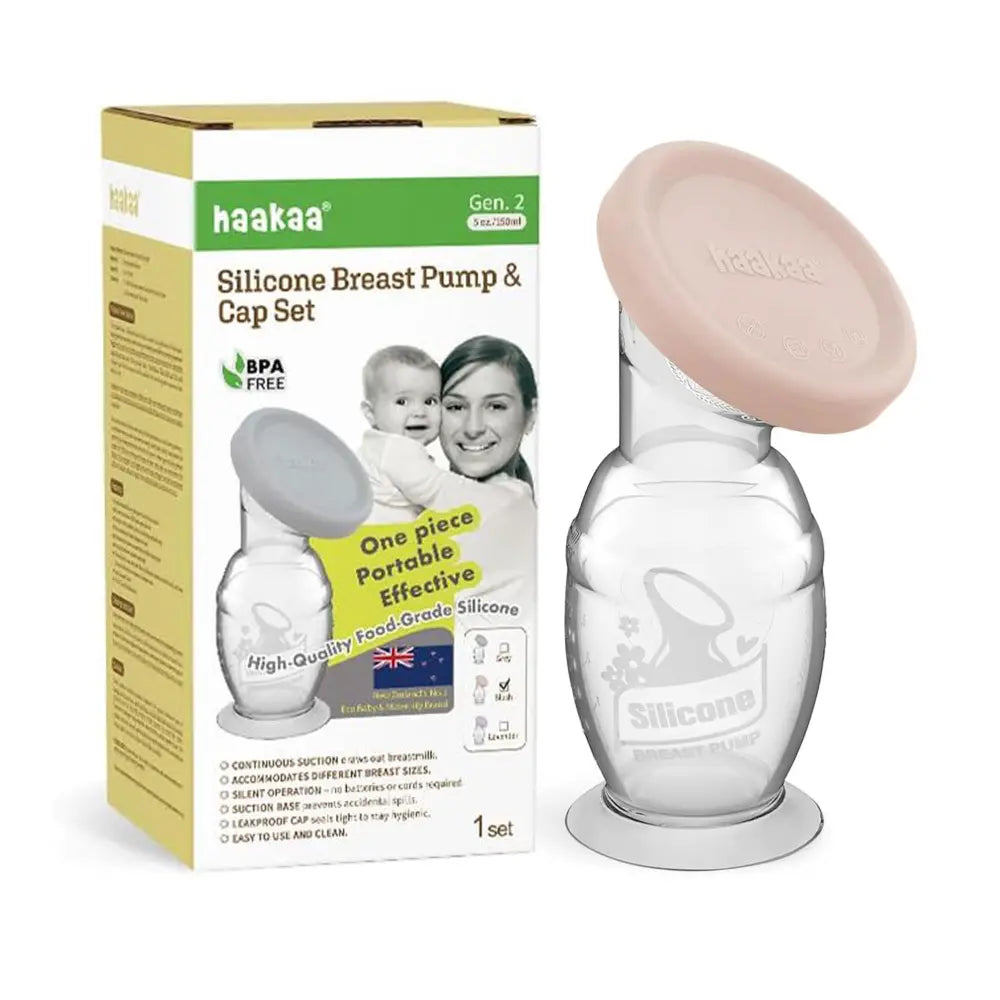 Haakaa Gen. 2 Silicone Breast Pump &amp; Cap Set – Improved Suction &amp; Comfort – 150ml – Blush