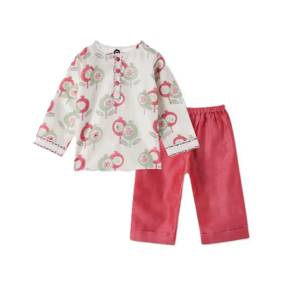 Dulaar Chanderi Kurta Pyjama Set | Hand-Block Printed