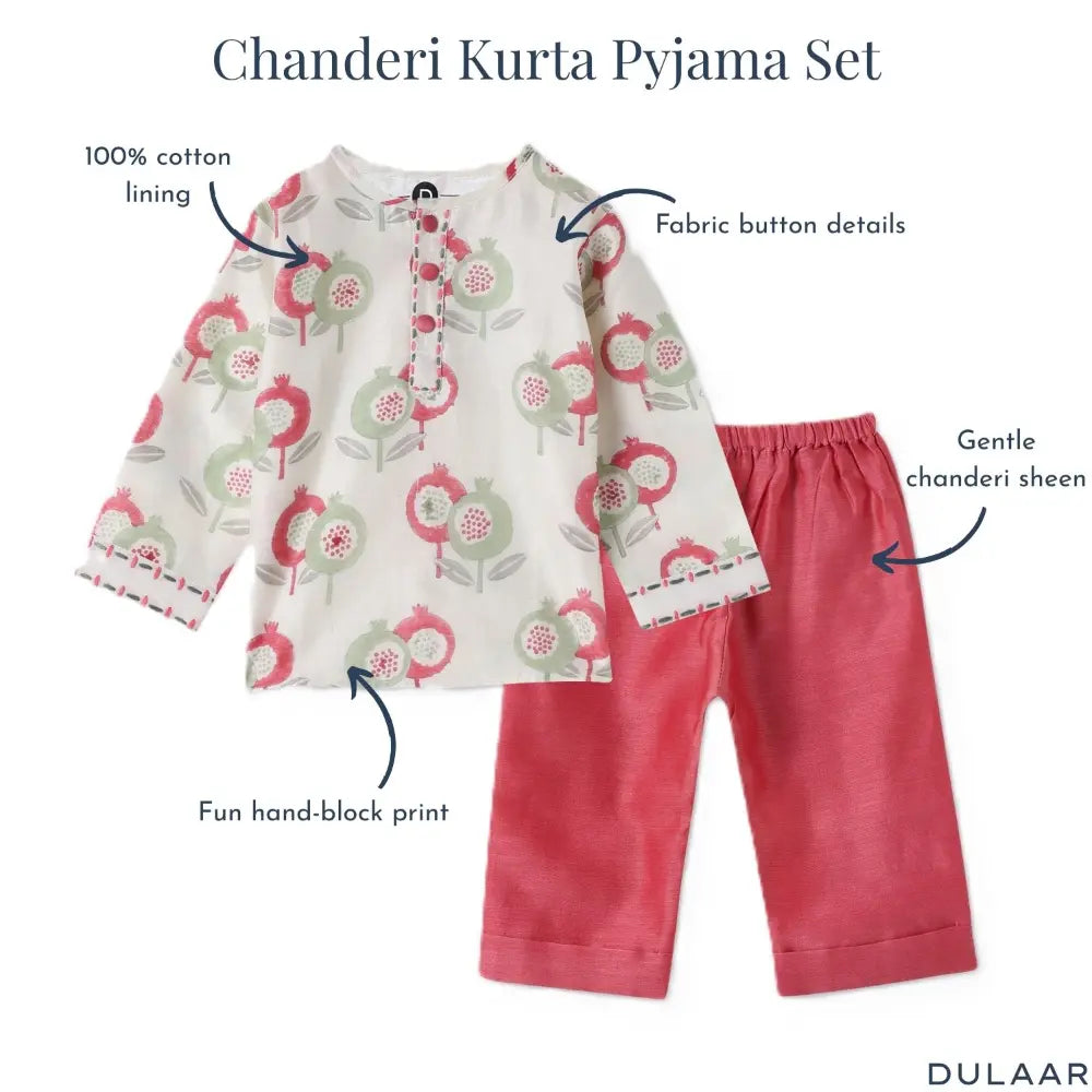 Dulaar Chanderi Kurta Pyjama Set | Hand-Block Printed