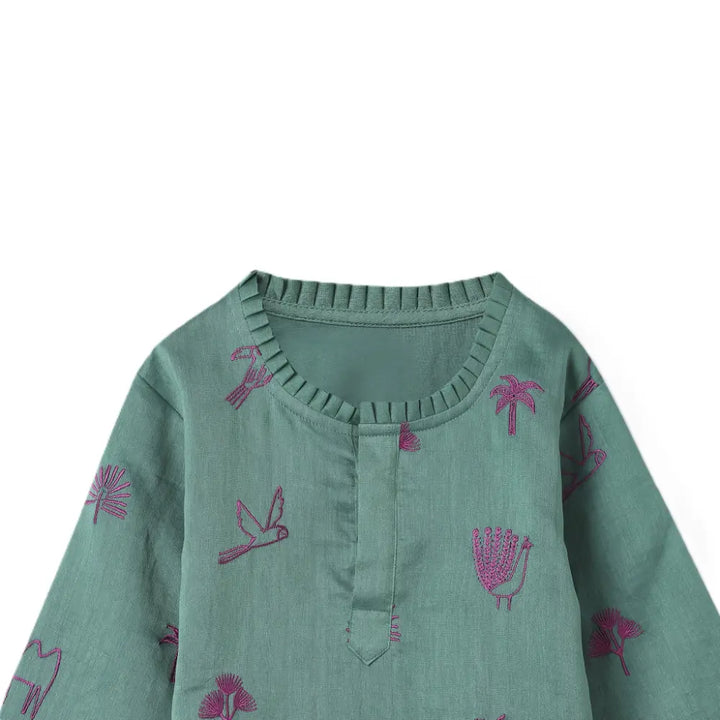 Dulaar Chanderi Kurti Pant  Set - Magical Jungle