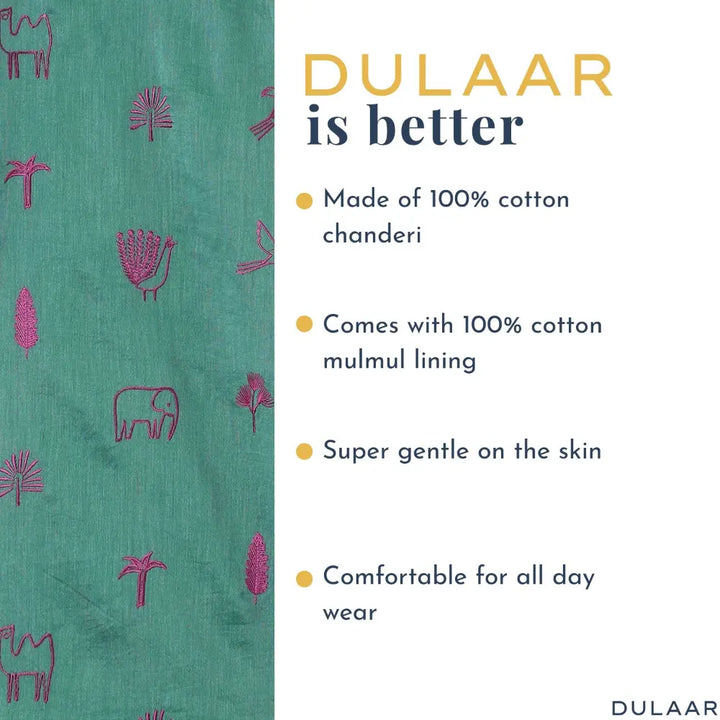 Dulaar Chanderi Kurti Pant  Set - Magical Jungle