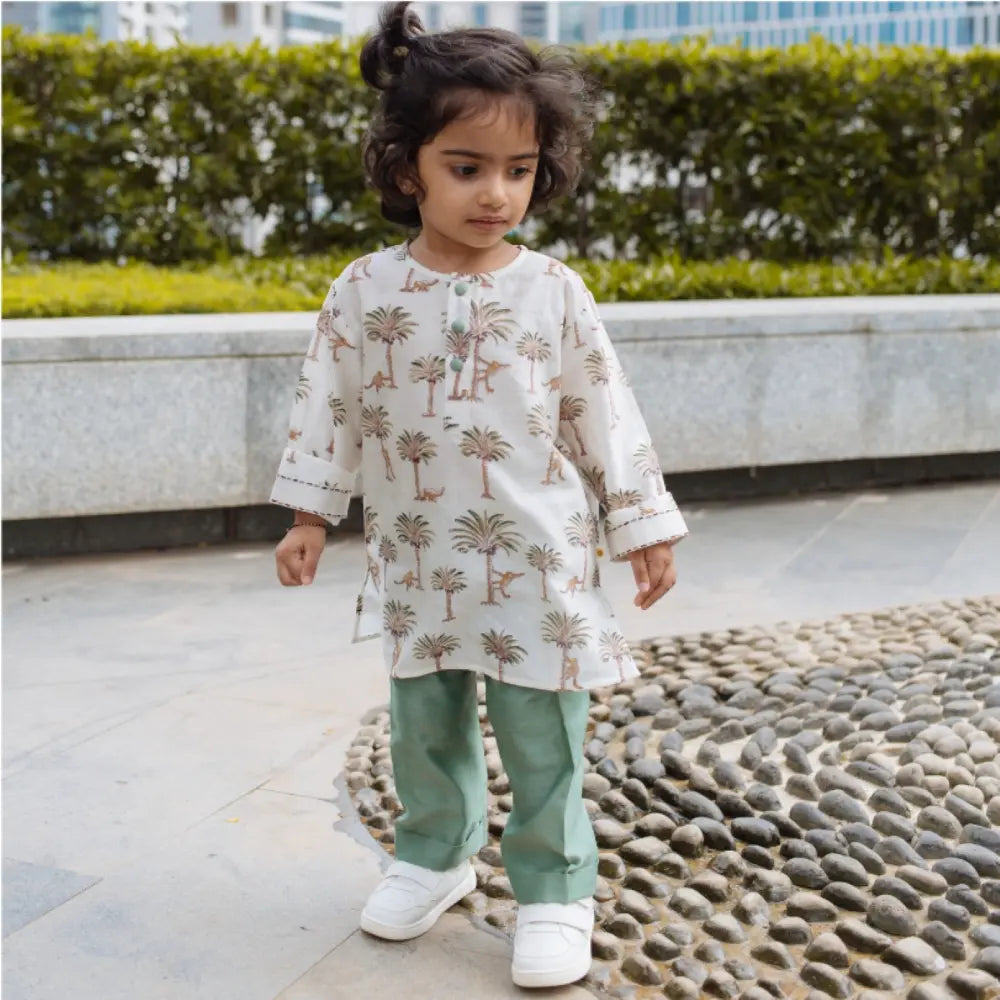 Dulaar Chanderi Hand-Block Printed Kurta Pyjama Set