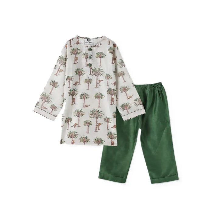 Dulaar Chanderi Hand-Block Printed Kurta Pyjama Set
