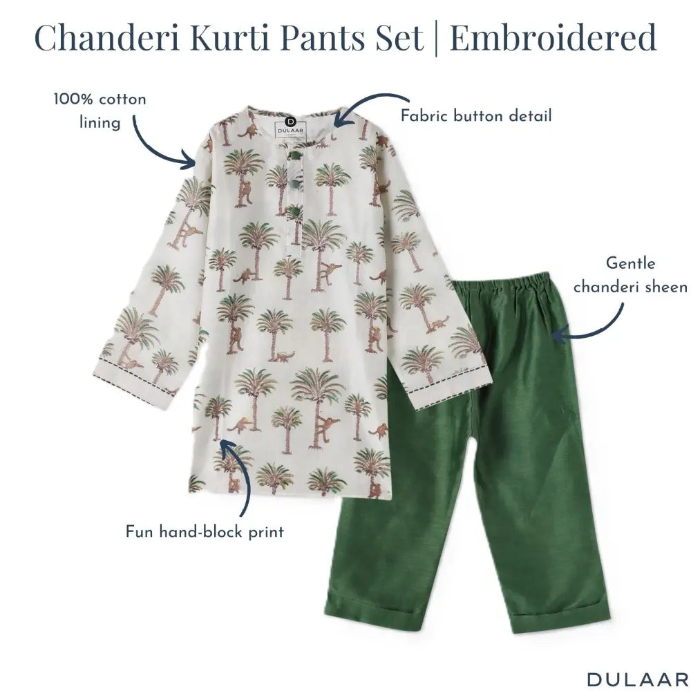 Dulaar Chanderi Hand-Block Printed Kurta Pyjama Set
