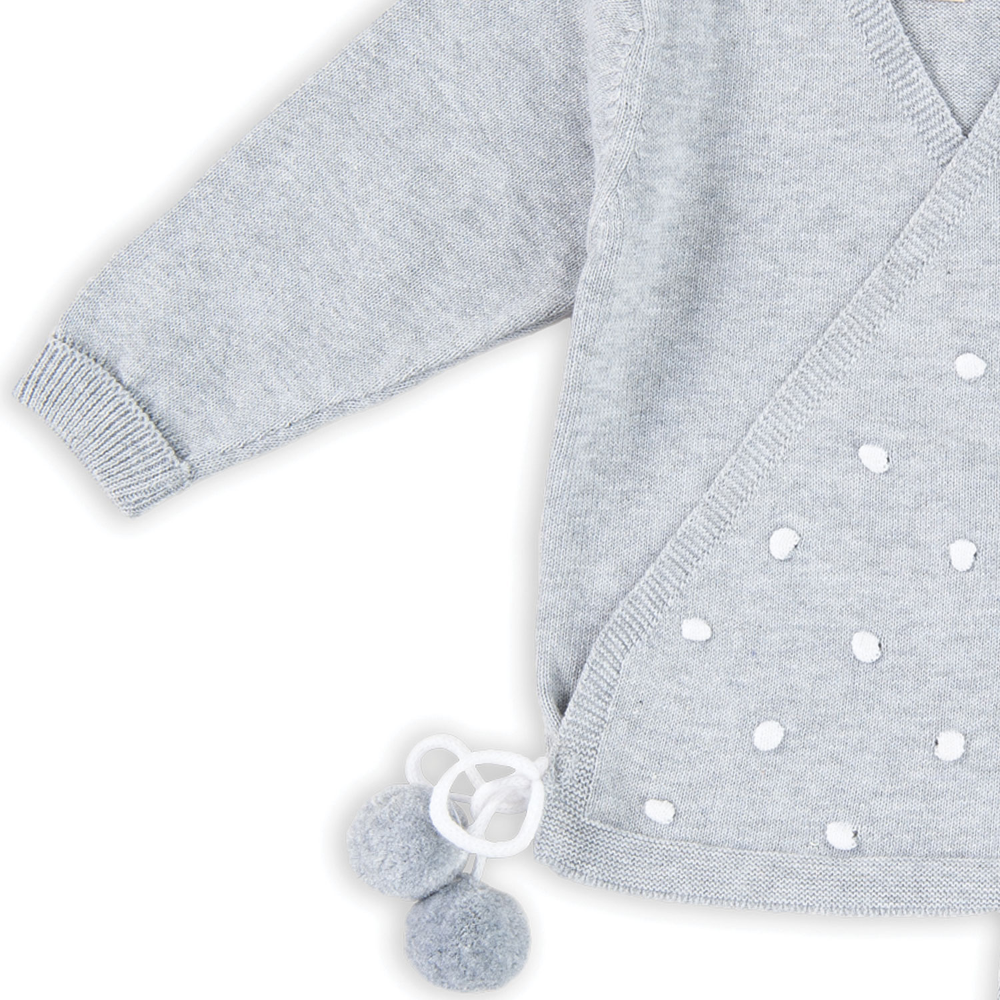 Tiny Twig Knitted Kimono Set - Grey Marl