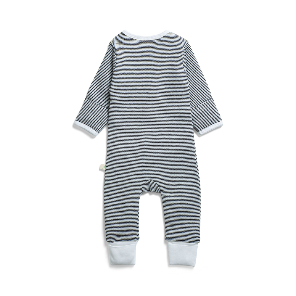 Tiny Twig Long Sleeve Zipsuit - Graphite Stripes