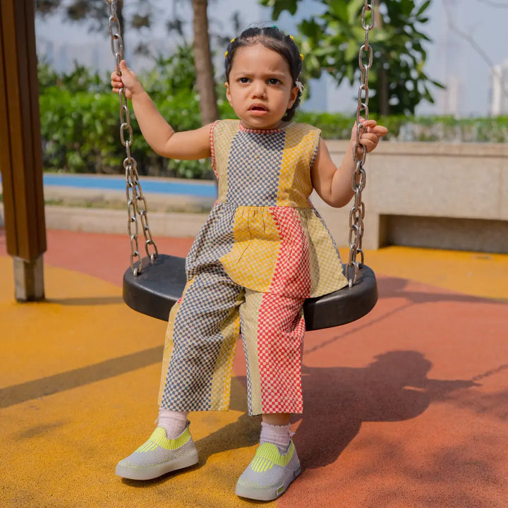 Dulaar Cotton Linen Top &amp; Pants Co-ord Set | Hand-Block Printed - Spot the Checks