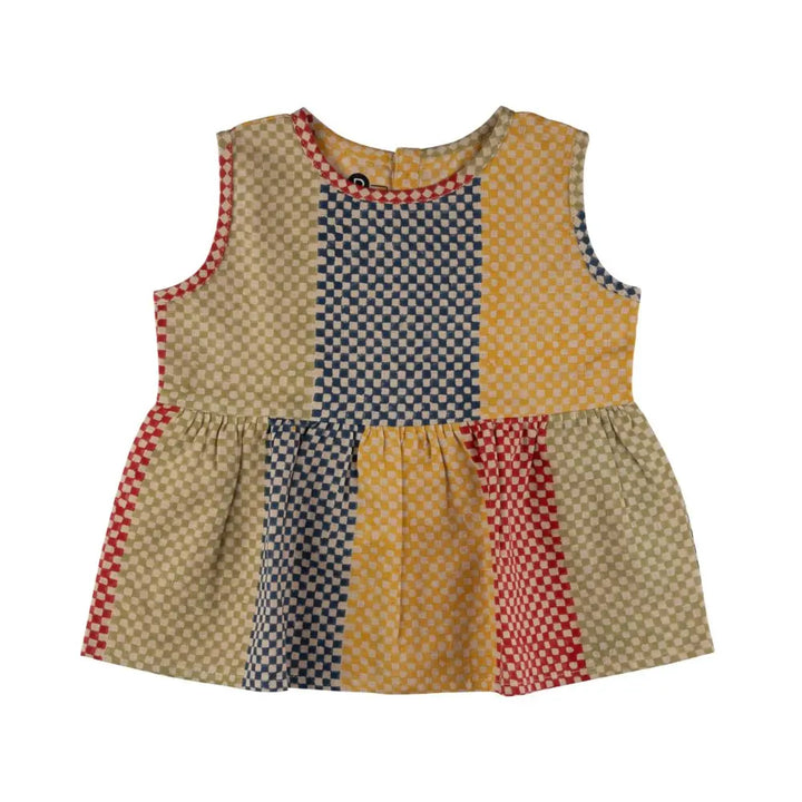 Dulaar Cotton Linen Top &amp; Pants Co-ord Set | Hand-Block Printed - Spot the Checks