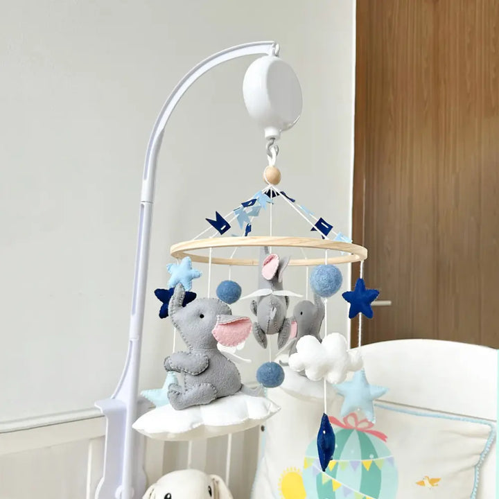 GWD Kids Elephant Clouds &amp; Stars Cot Mobile - Blue