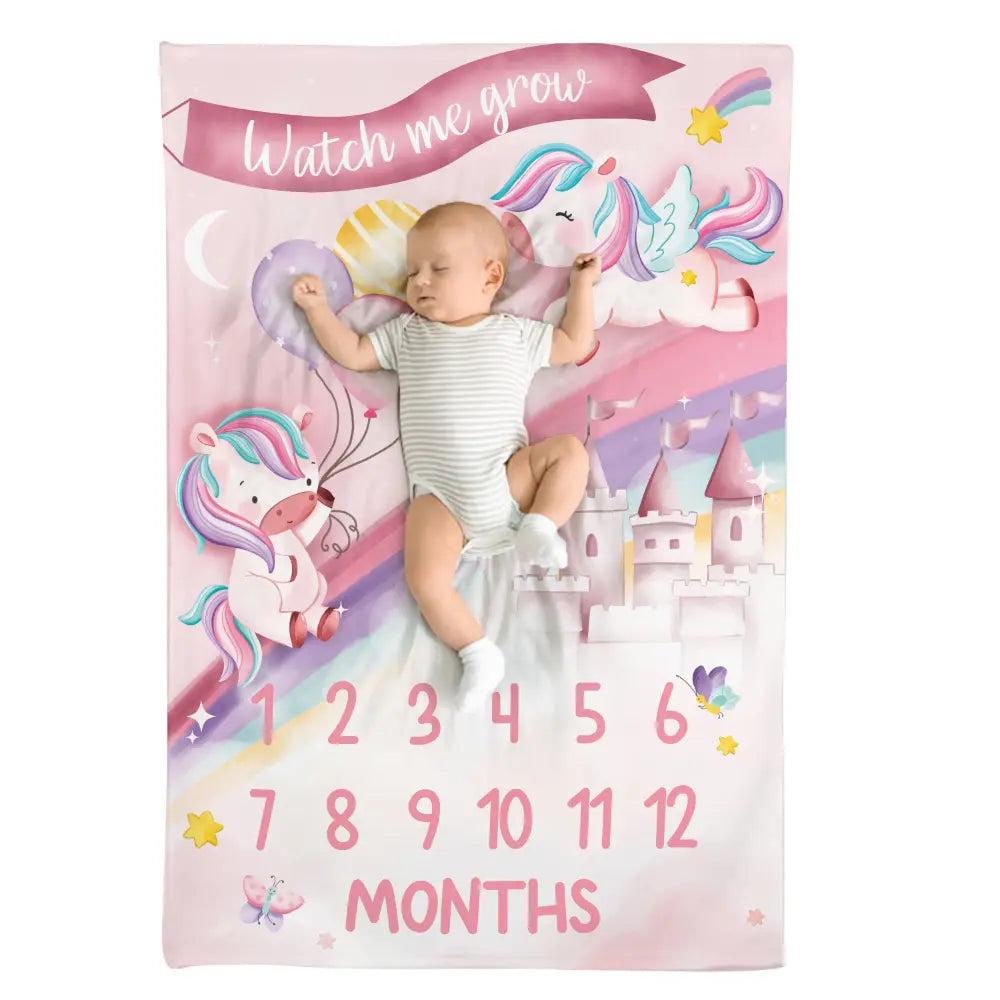 GWD Kids Baby Milestone Blanket - Flying Unicorns