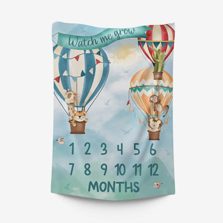 GWD Kids Baby Milestone Blanket - Hot Air Balloons