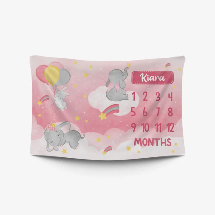 GWD Kids Baby Milestone Blanket - Sweet Dreams Pink