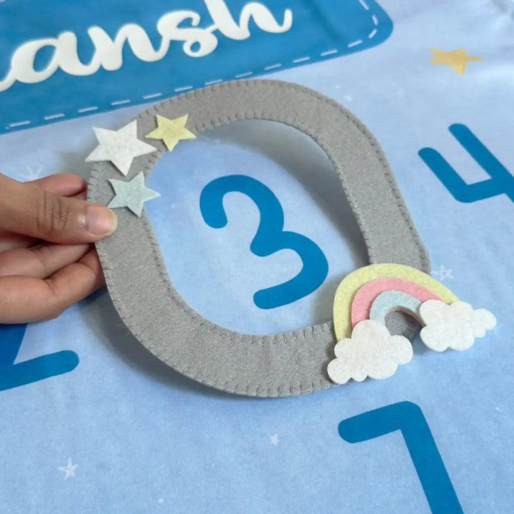 GWD Kids Baby Milestone Blanket - Sweet Dreams Blue
