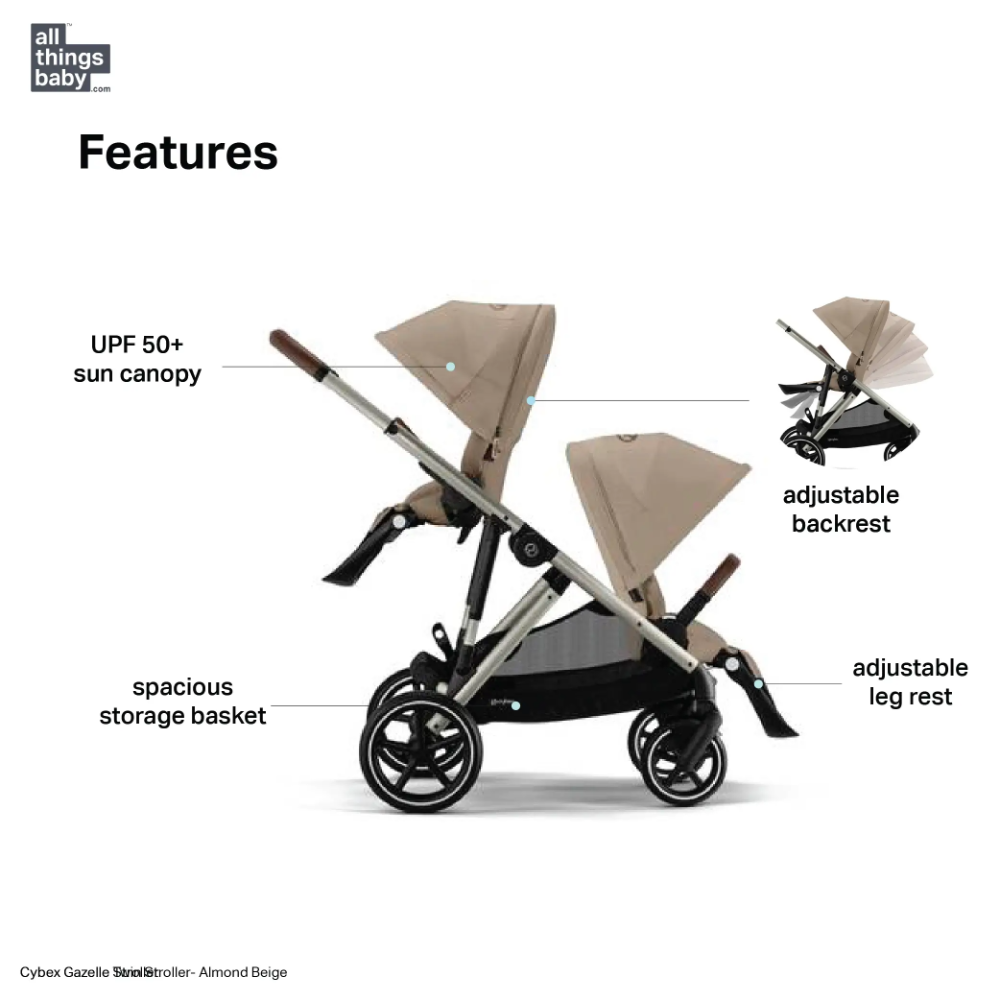 Cybex Gazelle Double Stroller for Twins/Siblings