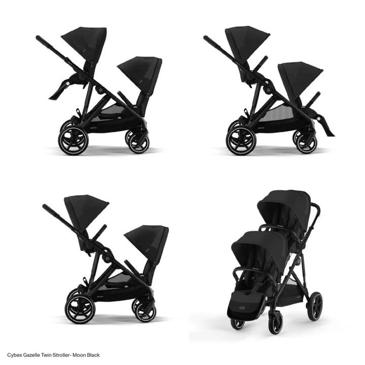 Cybex Gazelle Double Stroller for Twins - Moon Black