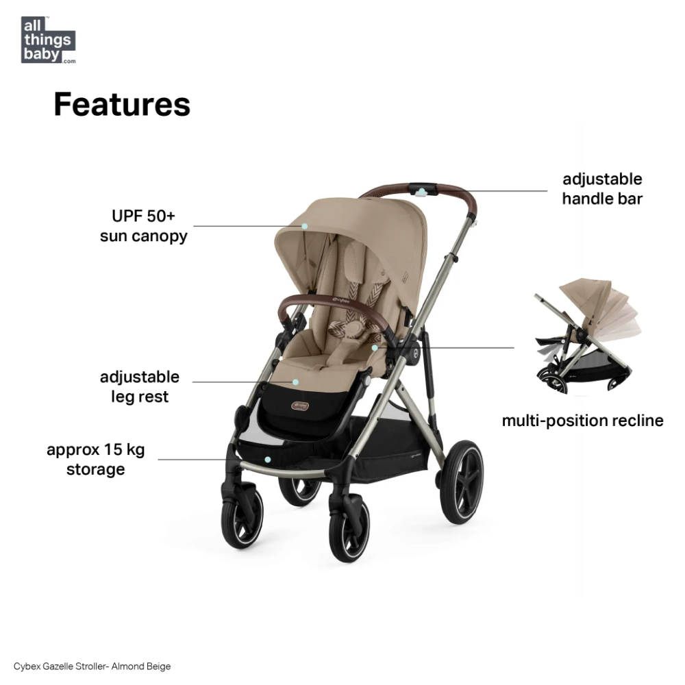 Cybex Gazelle Reversible Seat Stroller - Almond Beige