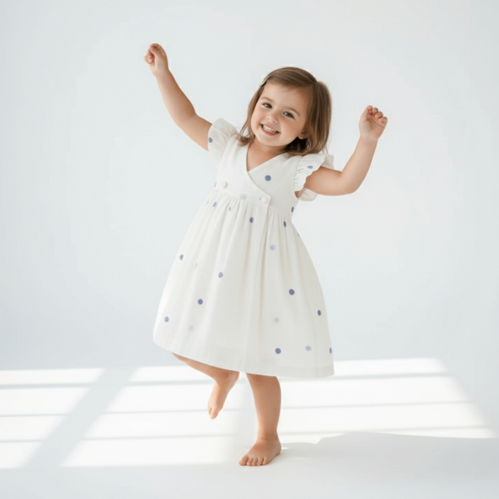PureCloth.Co Wrap Dress Mull Handwoven Cotton Jamdani Weave - Off-White