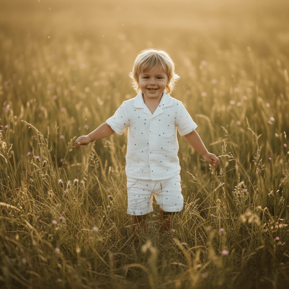 PureCloth.Co Mister Dot Muslin Co-Ord Set For Boys - Off-White