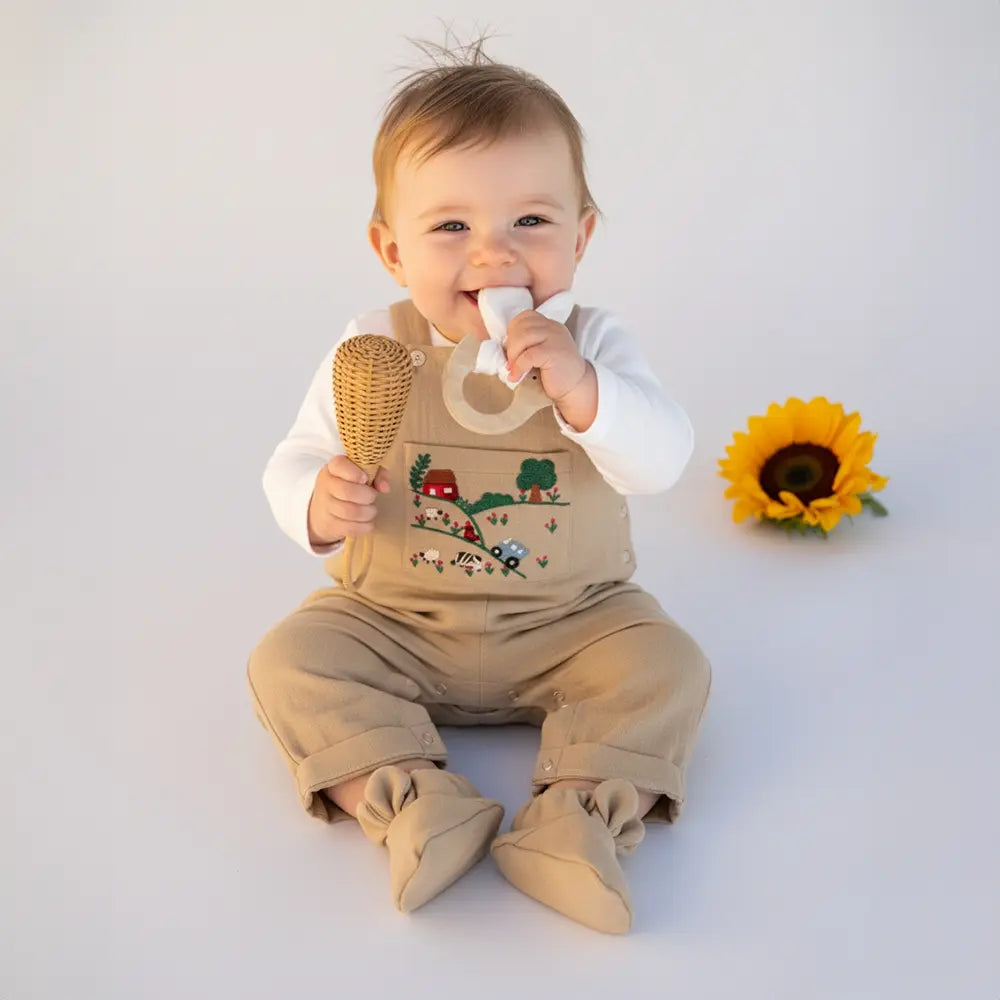 PureCloth.Co The Bamboo Rattan Baby Rattle - Brown