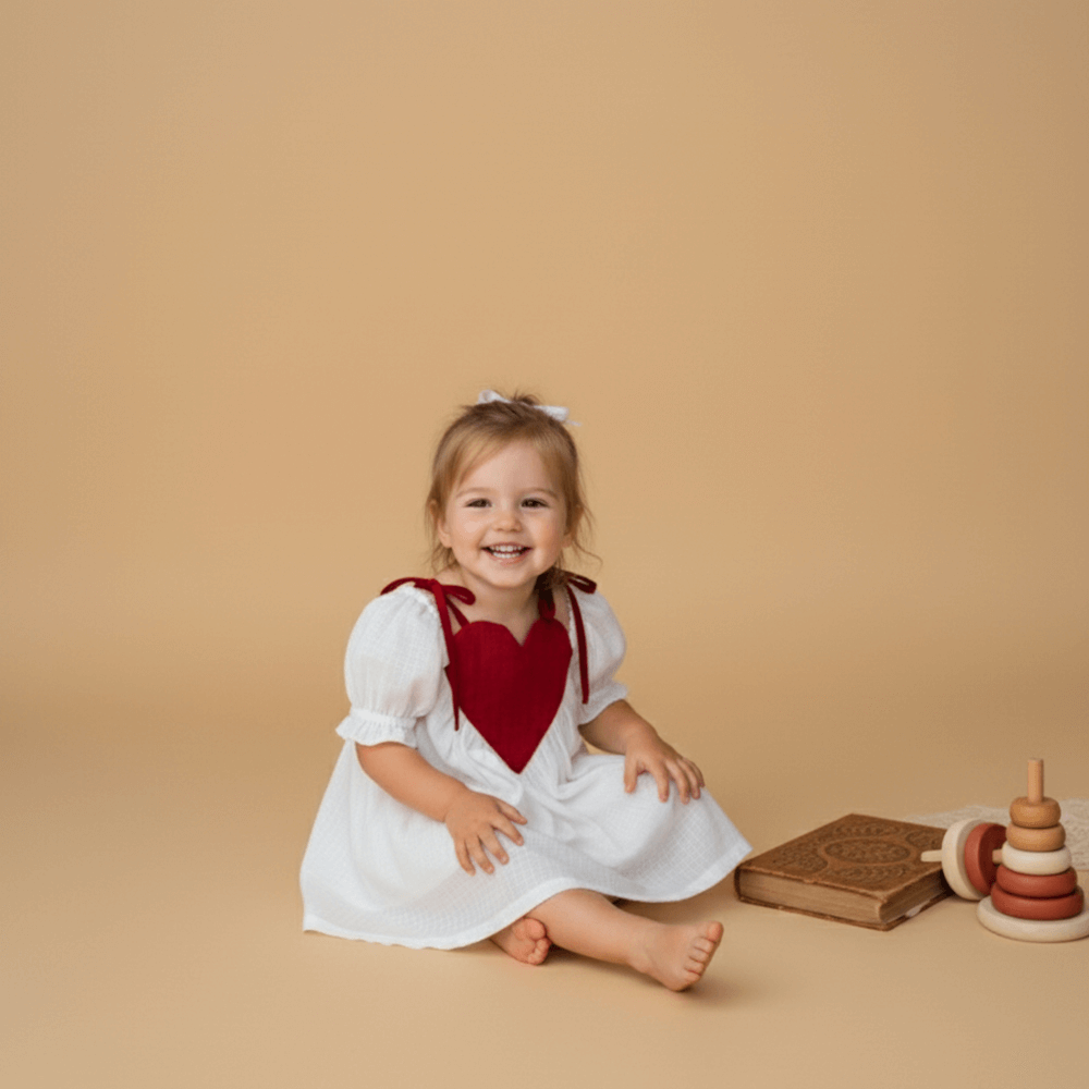 PureCloth.Co Kota Silk Heart Dress - Off-White