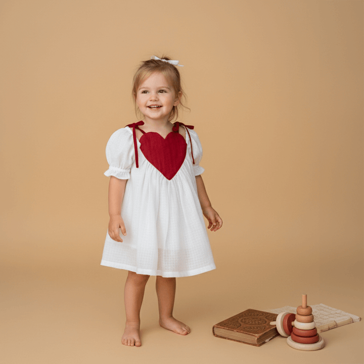 PureCloth.Co Kota Silk Heart Dress - Off-White