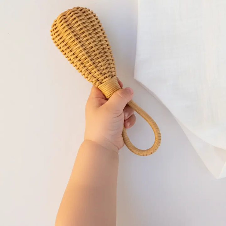 PureCloth.Co The Bamboo Rattan Baby Rattle - Brown