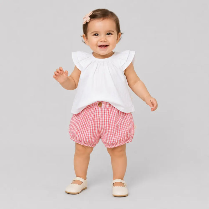 Tiny Twig Berry Gingham Girls Shorts