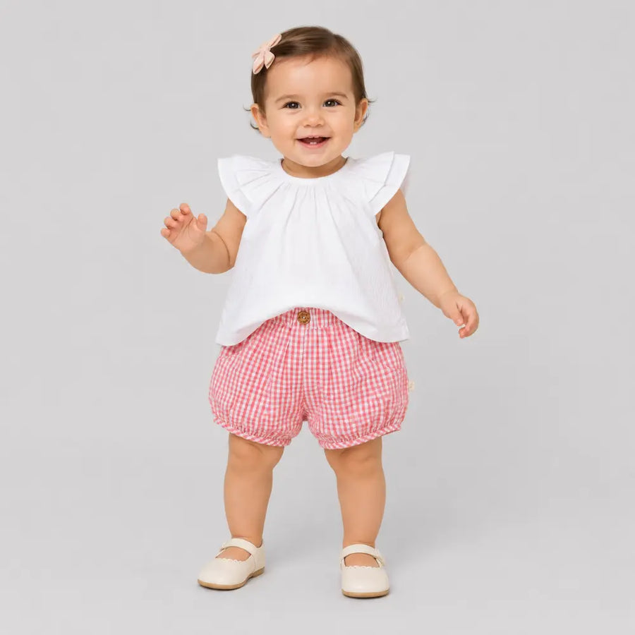 Tiny Twig Berry Gingham Girls Shorts