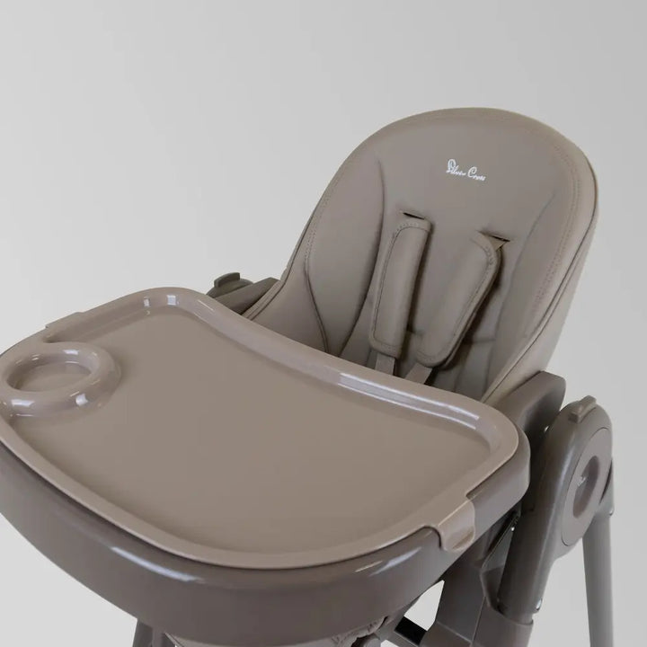 Silver Cross Gourmet High Chair|5 Position Recline|Adjustable Footrest|7 Height Positions|Super Lightweight|Birth to 36 months (15 Kg) - Cappuccino