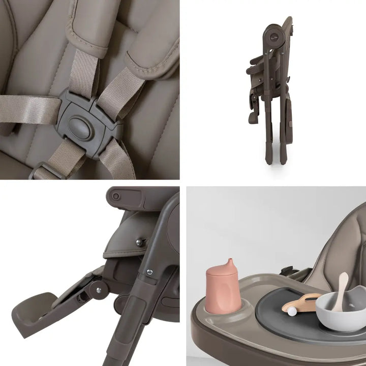 Silver Cross Gourmet High Chair|5 Position Recline|Adjustable Footrest|7 Height Positions|Super Lightweight|Birth to 36 months (15 Kg) - Cappuccino