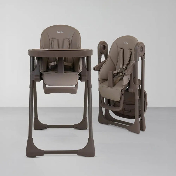 Silver Cross Gourmet High Chair|5 Position Recline|Adjustable Footrest|7 Height Positions|Super Lightweight|Birth to 36 months (15 Kg) - Cappuccino