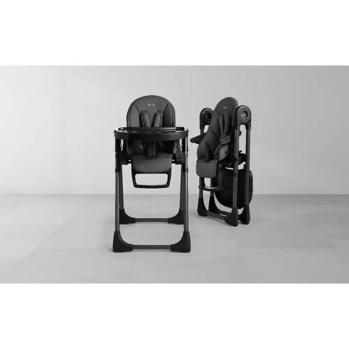 Silver Cross Gourmet High Chair|5 Position Recline|Adjustable Footrest|7 Height Positions|Super Lightweight|Birth to 36 months (15 Kg) - Black