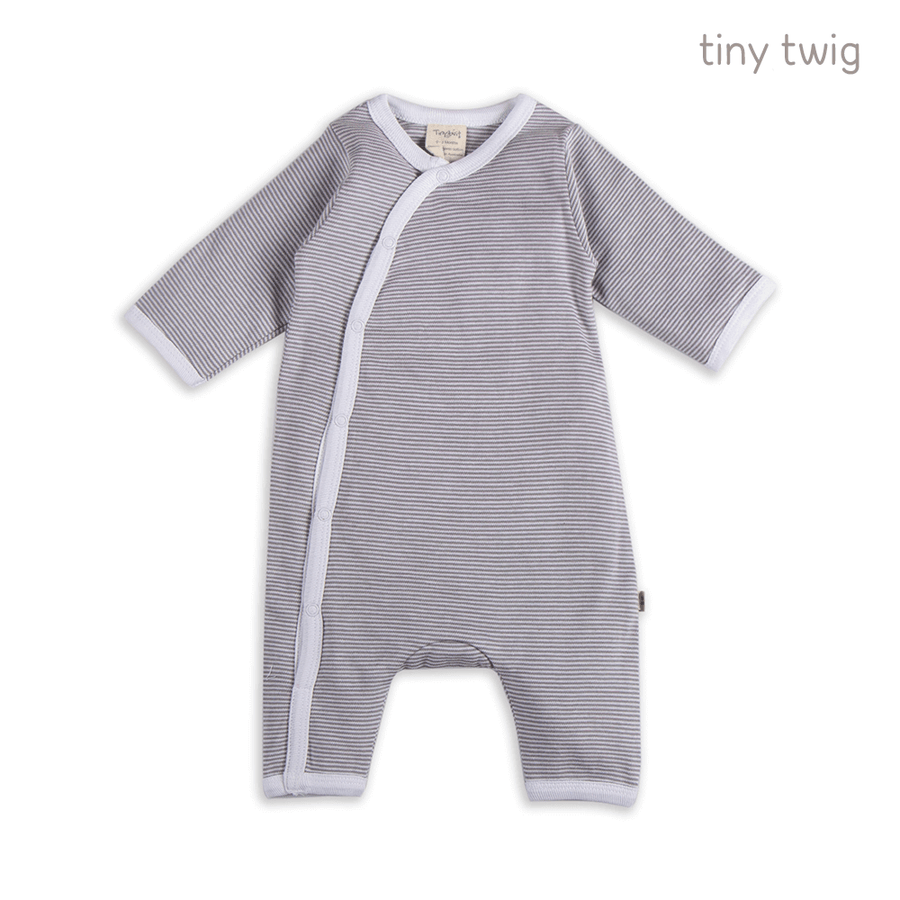 Tiny Twig Snapsuit Granite Stripes