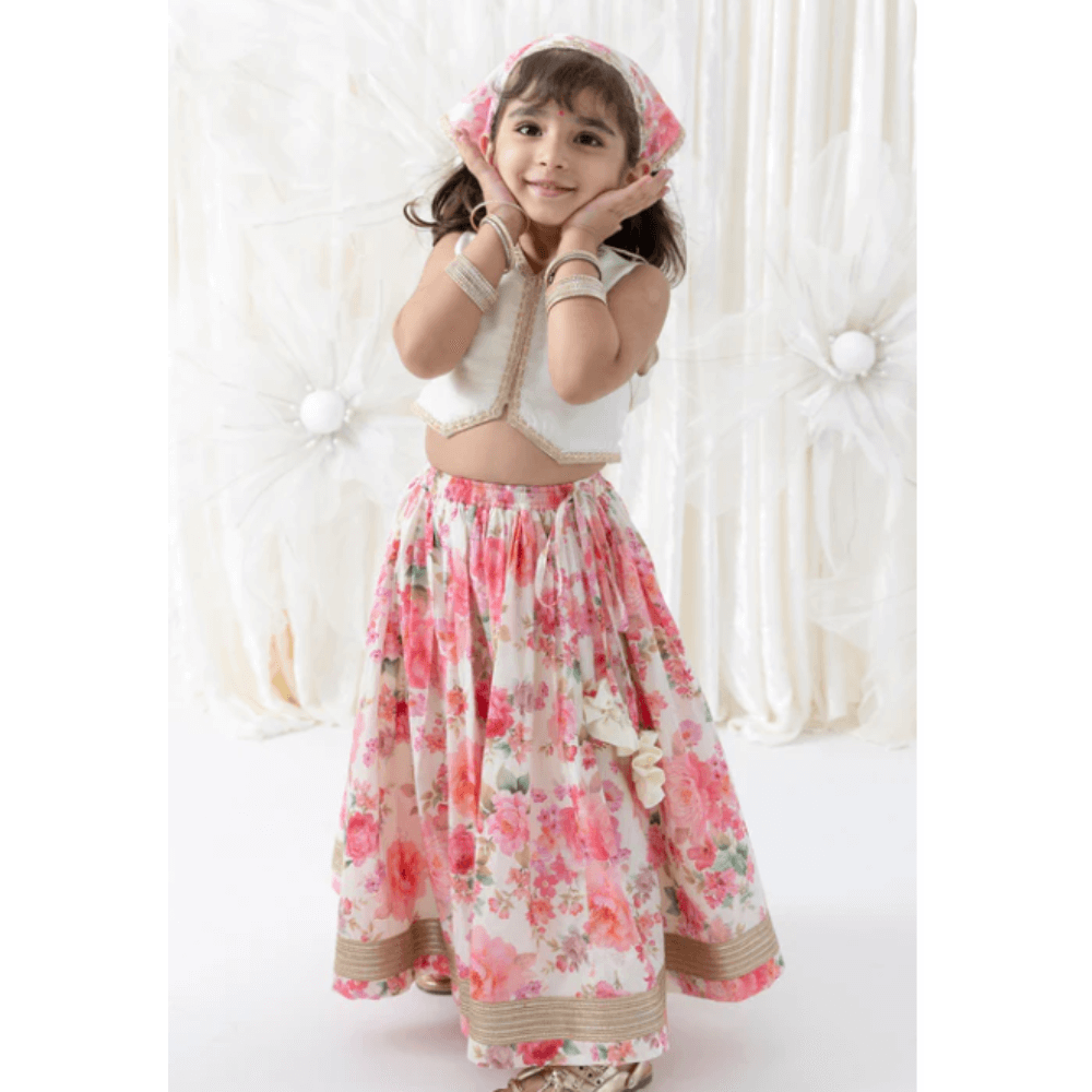 Tiber Taber Kids Gulaabo Lehenga Set with Bandana