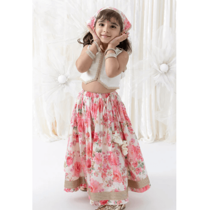 Tiber Taber Kids Gulaabo Lehenga Set with Bandana