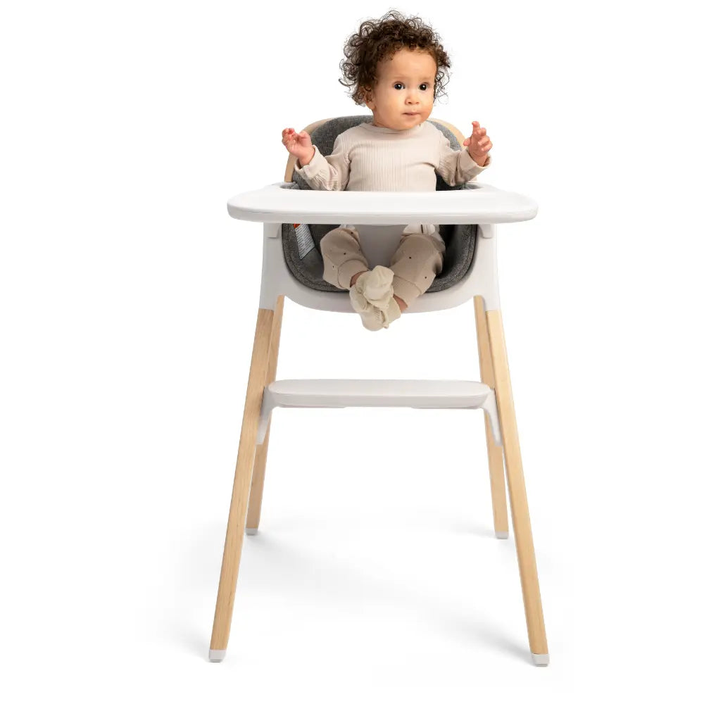 Nuna Bryn Baby High Chair-With Removable Seat Pad &amp; Child Tray-Tool Free Assembly-Made From Premium Black Walnut &amp; Maple Woods-For 6M+ (Upto 100 Kg)-Heritage