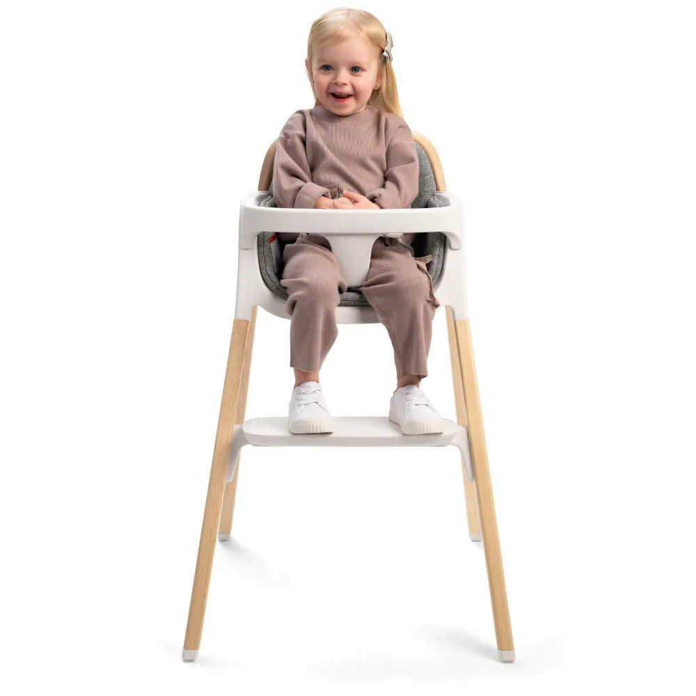 Nuna Bryn Baby High Chair-With Removable Seat Pad &amp; Child Tray-Tool Free Assembly-Made From Premium Black Walnut &amp; Maple Woods-For 6M+ (Upto 100 Kg)-Heritage